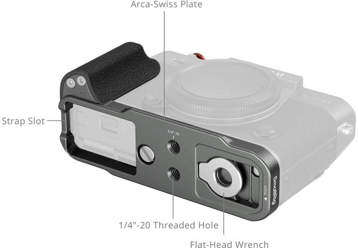 Immagine prodotto SmallRig 5665 L-Shaped Mount Plate with Silicone Handle FUJIFILM X-T30 / X-T30 II / X-T30 III (Charcoal Silv) (Gabbietta)