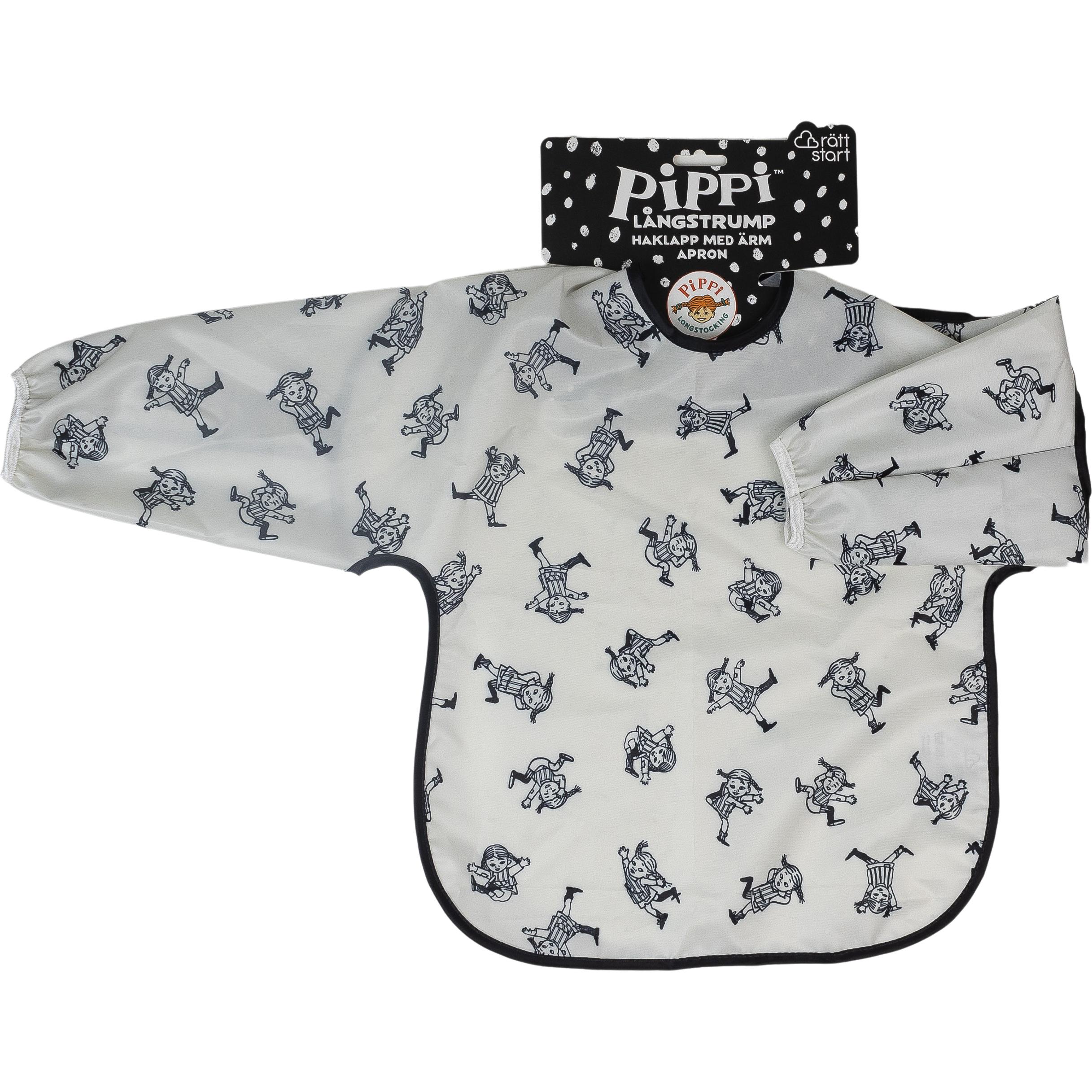 Rätt Start, Kindergeschirr + Kinderbesteck, Peppi Longstocking Bib with Sleeves, Gray