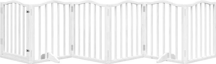 Produktbild vidaXL Hundetor mit Tür Faltbar Hundegitter Schutzgitter Weiss 6-tlg. Pappelholz (30 cm)