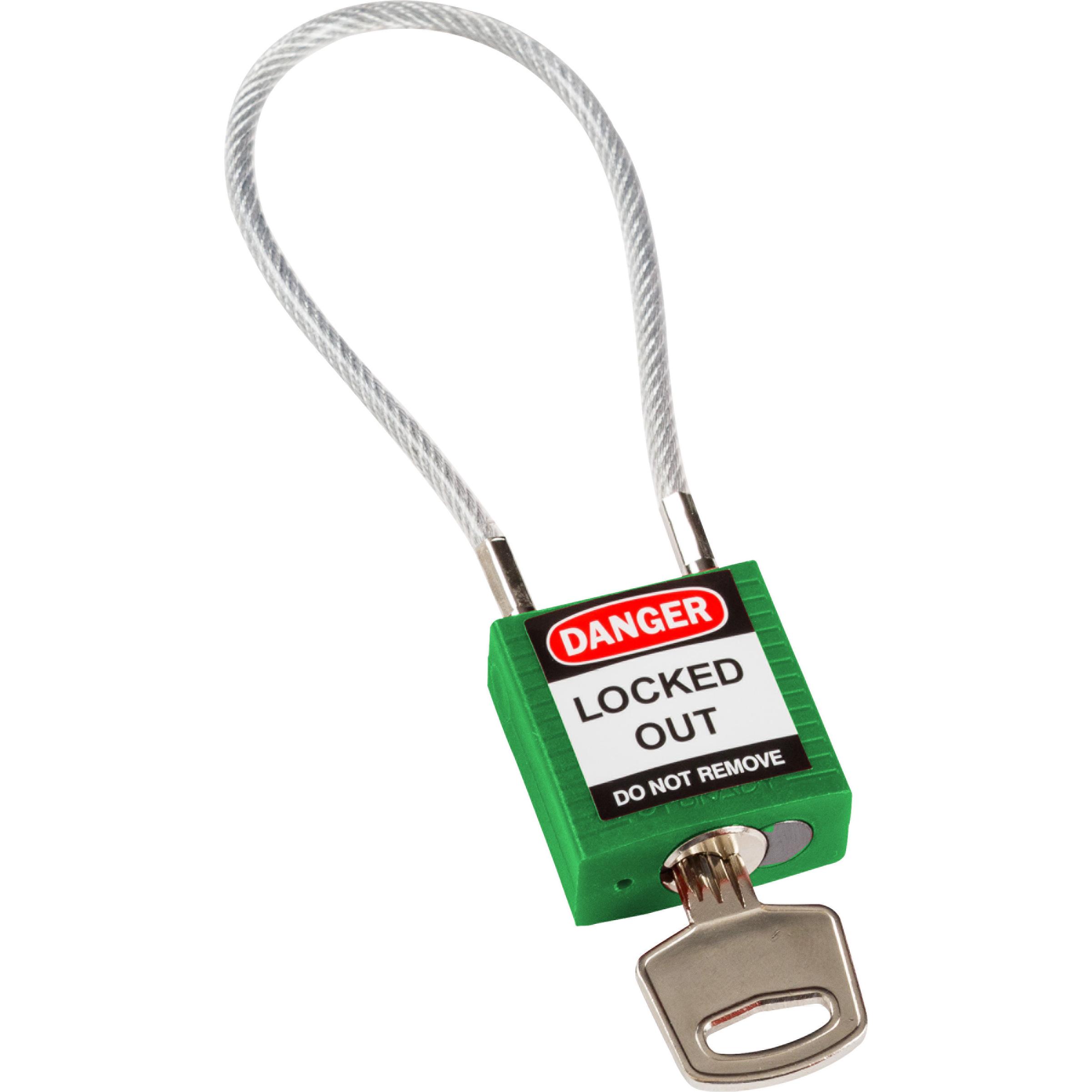 Brady, Vorhängeschloss, SafetyPadlocks-Compact Cable Keyed Green