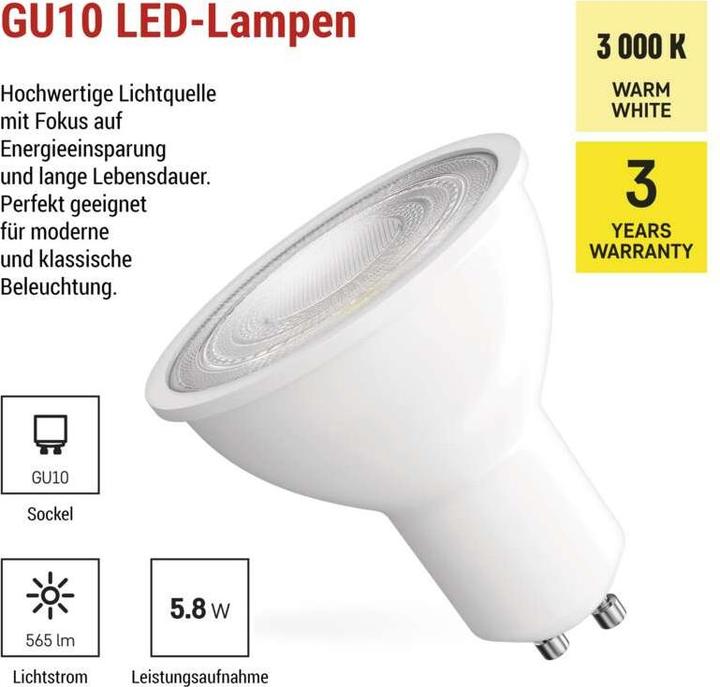 Produktbild Emos LED Lampe Classic MR16 Weiss/ GU10 / 5,8 W (75 W) / 565lm / WarmWeiss (GU10, 565 lm, 1x)