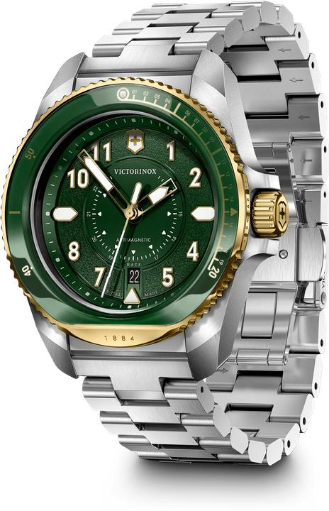 Image du produit Victorinox Journey 1884 Quartz Three hands Steel & Mineral, montre de plongée, 43 mm, Cadran Vert, Bracelet Aci (Montre de plongée, 43 mm)