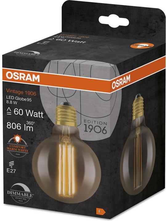 Produktbild Osram Vintage 1906 Led Classic Slim Filament Globe (E27, 8.80 W, 806 lm, 1 x, F)
