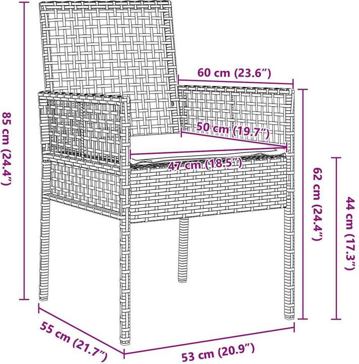 Actual product image vidaXL 3-piece garden dining set brown poly rattan