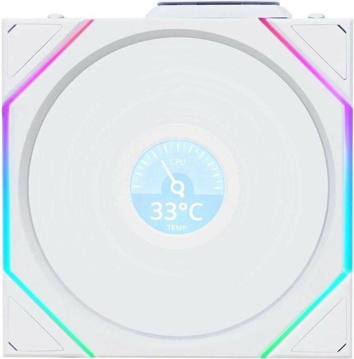 Actual product image Lian-Li UNI FAN TL Wireless LCD Lüfter, ARGB, PWM - 120 mm, weiss (120 mm, 1 x)