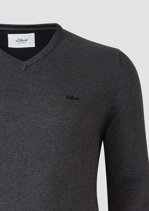 Produktbild s.Oliver Strickpullover Strickpullover mit Logo-Stickerei (4XL)