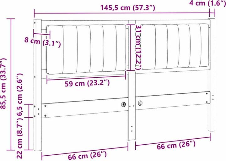 Produktbild vidaXL Gepolstertes Kopfteil (8 x 145.50 x 85.50 cm)
