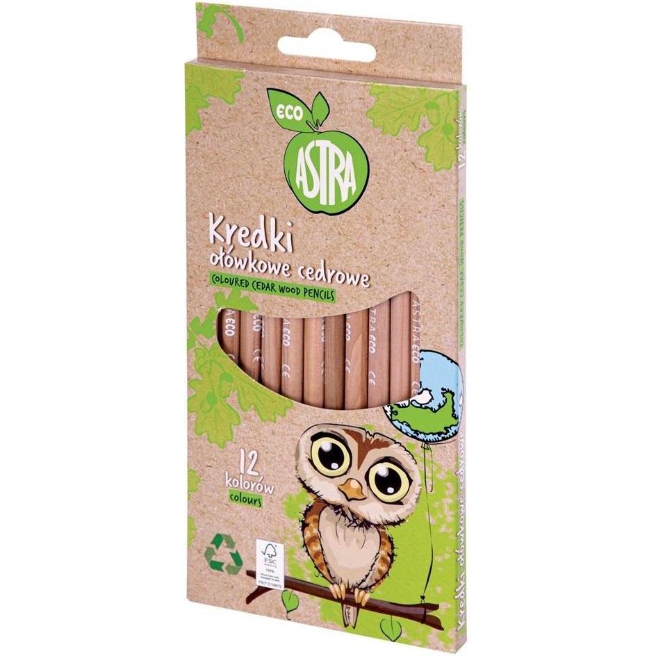 Astra, Pastelli, Runde Zedernholzstifte ECO 12 Farben (12x)