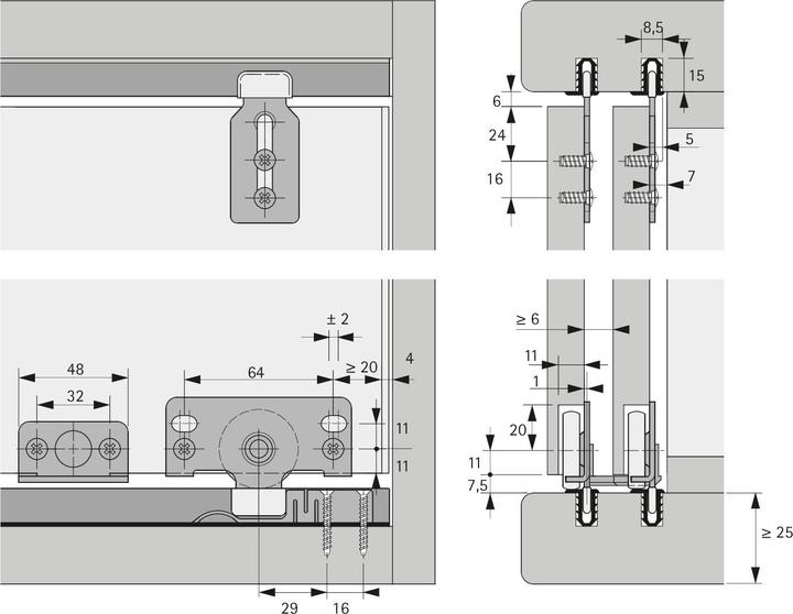 Actual product image Hettich Slide Line 56 complete set 3-door