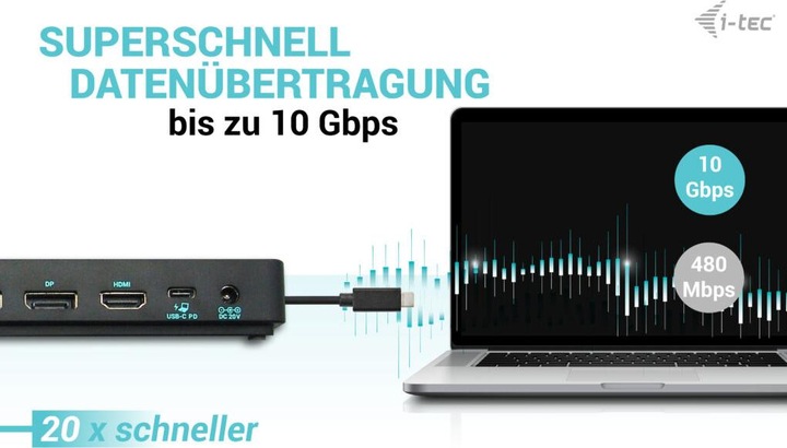 Image du produit i-tec USB-C Triple 4K Display Docking Station (USB-C, 9 Ports)
