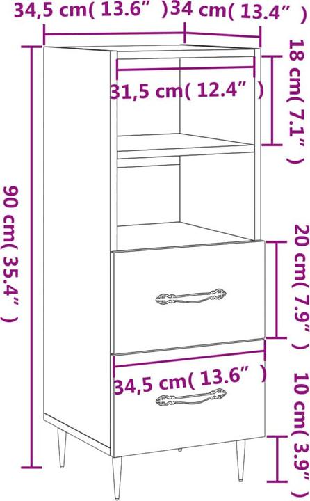 Image du produit vidaXL Sideboard (34.50 x 34 x 90 cm)
