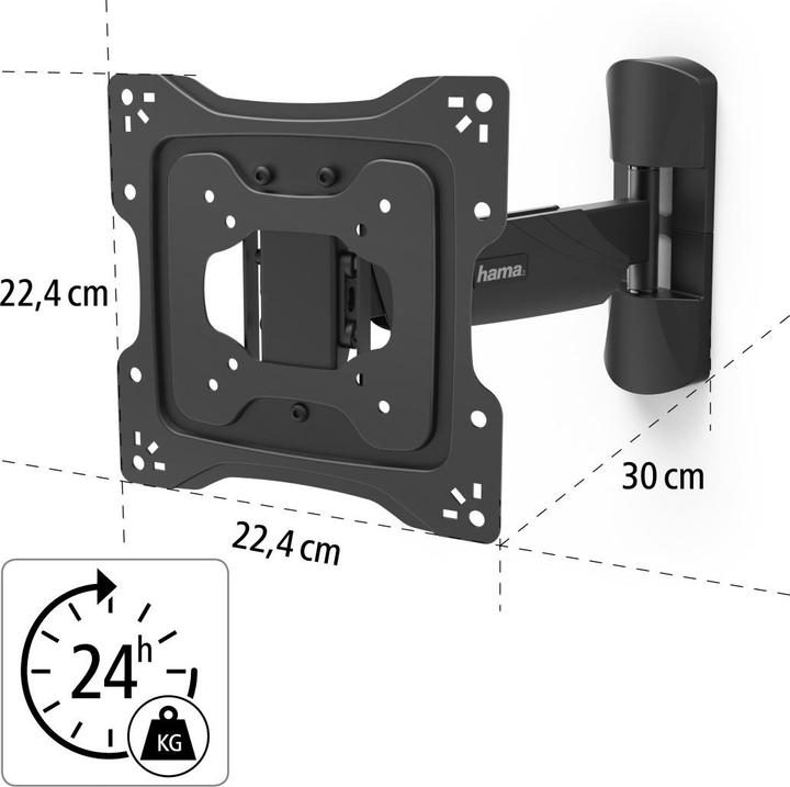 Produktbild Hama TV-Wandhalterung, schwenkbar, neigbar, Diebstahlschutz, 122 cm (48"), 20 kg (Wand, 48", 20 kg)