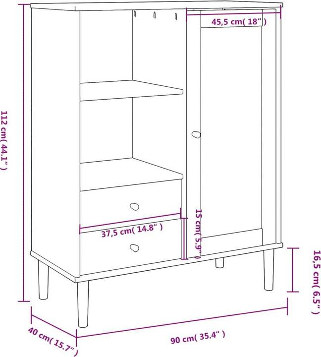 Image du produit vidaXL Highboard (90 x 40 x 112 cm)