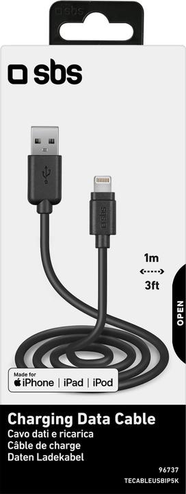 Image du produit SBS Câble de données USB 2.0 - Apple Lightning (1 m, USB 2.0)