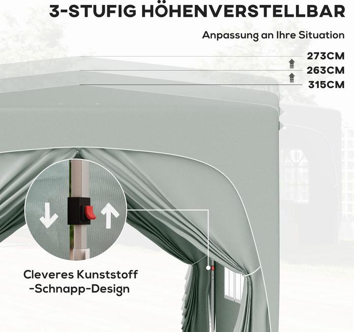 Actual product image Outsunny Pavillon Metall, Polyester Hellgrau (300 cm, 300 cm)