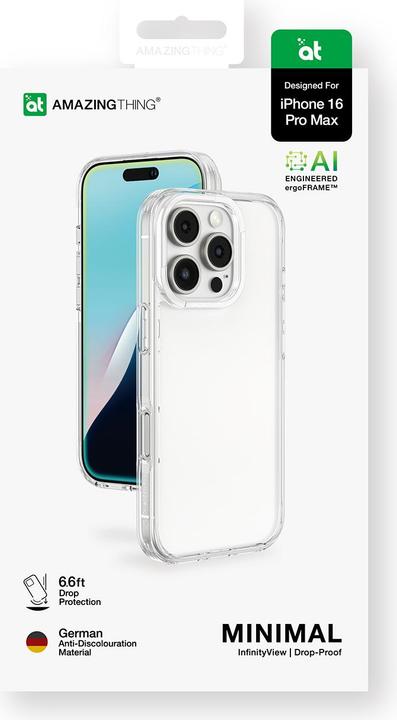 Produktbild Amazingthing Minimal Case für iPhone 16 Pro Max, Silikonhülle, Transparent (Apple iPhone 16 Pro Max)