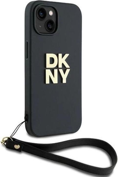Actual product image DKNY DKHCP15SPBSWSK iPhone15 / 14 /13 6.1" czarny/black hardcase Wrist Strap Stock Logo (Apple iPhone 15)