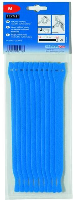 Produktbild HellermannTyton Schnellkabelbinder 200x12,5 Textil blau (Kunststoffkabelbinder, 200 mm, 10 Stk.)