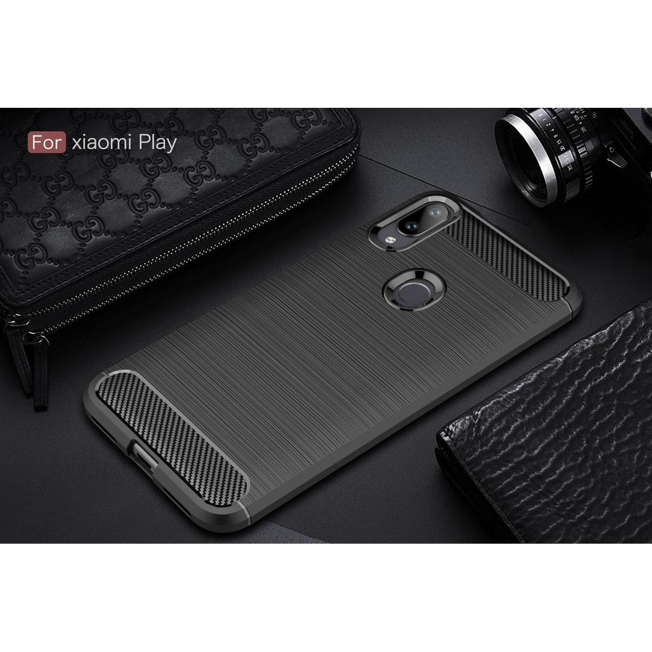 Thumbnail - Screenguard Xiaomi Mi Play Hülle Carbon Brushed Soft TPU (Xiaomi Mi Play), Smartphone Hülle, Schwarz