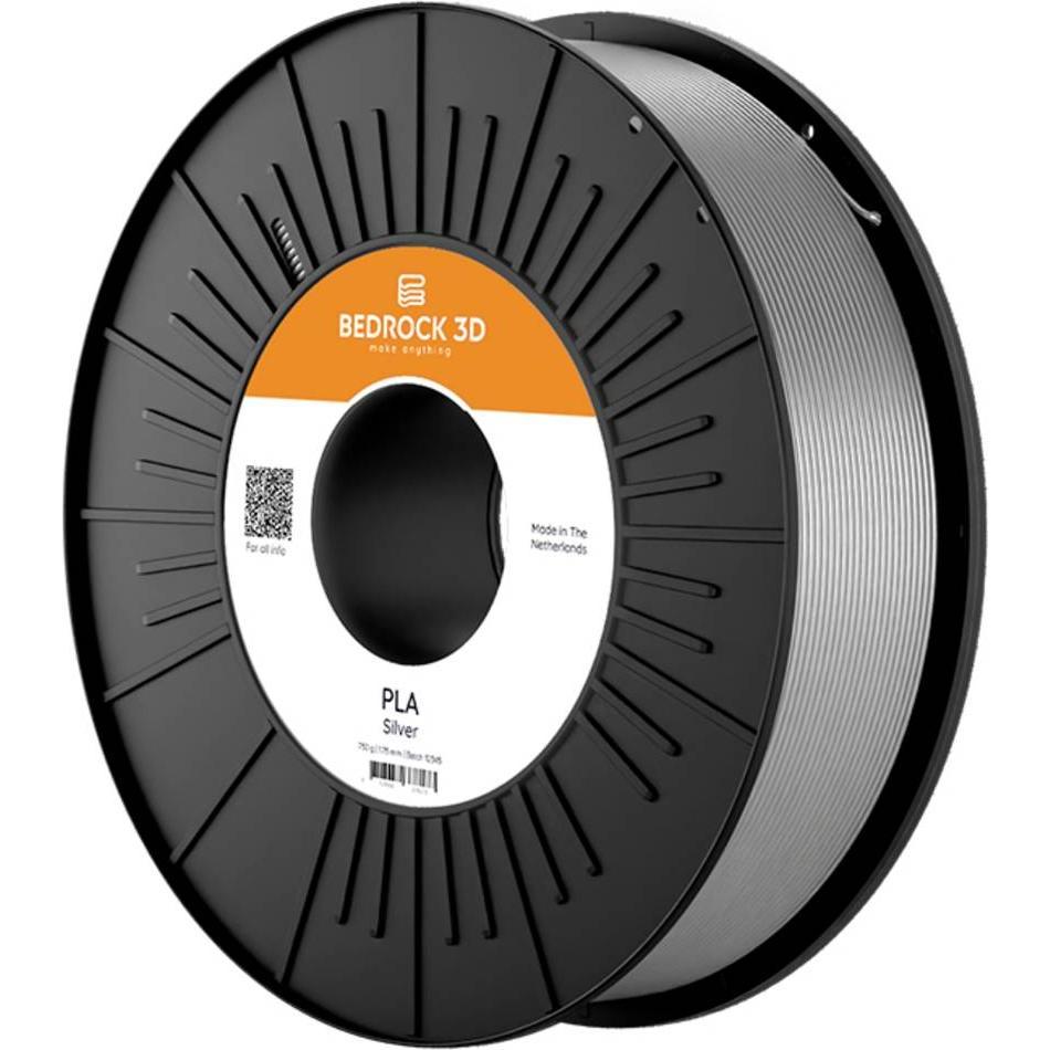 Bedrock 3D PLA-0021a250 PLA Silver 1.75 mm 2.500 g Filament PLA 1.75 mm 2500 g (PLA, 2500 g), Filamenti stampa 3D, Argento