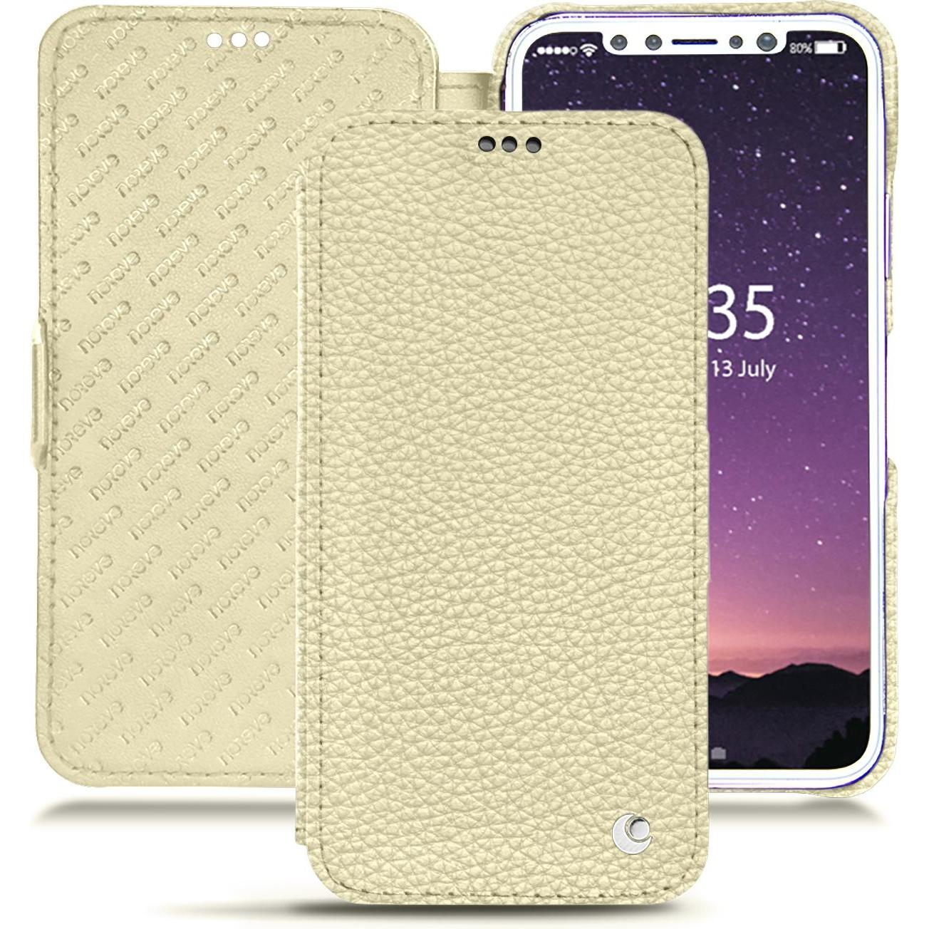 Noreve Lederschutzhülle horizontal (Apple iPhone X), Smartphone Hülle, Weiss