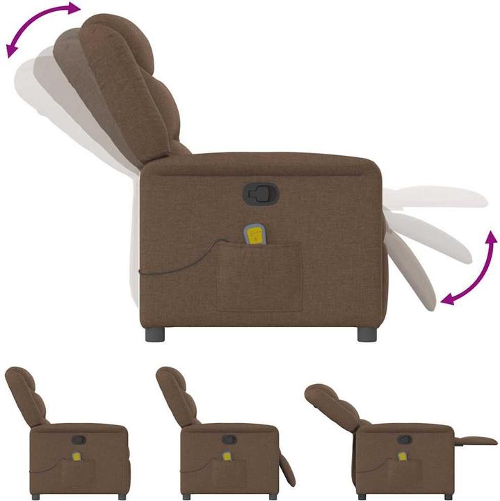 Immagine prodotto VidaXL Poltrona massaggiante in tessuto marrone Poltrona TV massaggiante Poltrona con funzione di massaggio