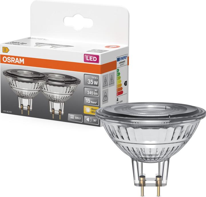 Actual product image Osram LED Leuchtmittel LED STAR MR16 12 V 3.4W 827 GU5.3 Warm weiss 4099854459658 (GU5.3, 345 lm, 2x)