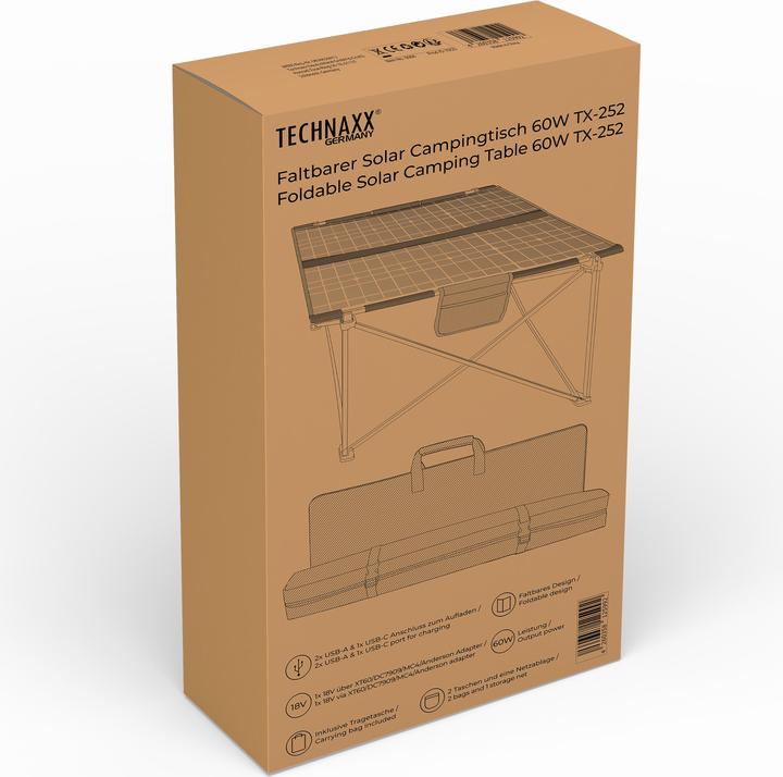 Produktbild Technaxx Faltbarer Solar-Campingtisch 60W TX-252