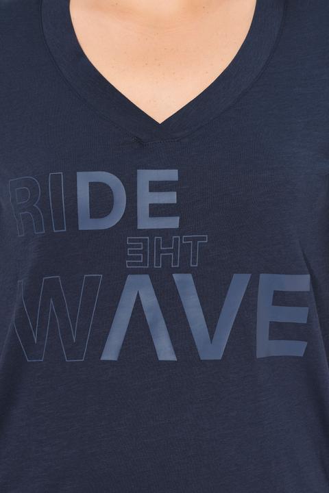 Actual product image Ulla Popken Ride The Wave Short Sleeve V-Neck Graphic Tee (56)