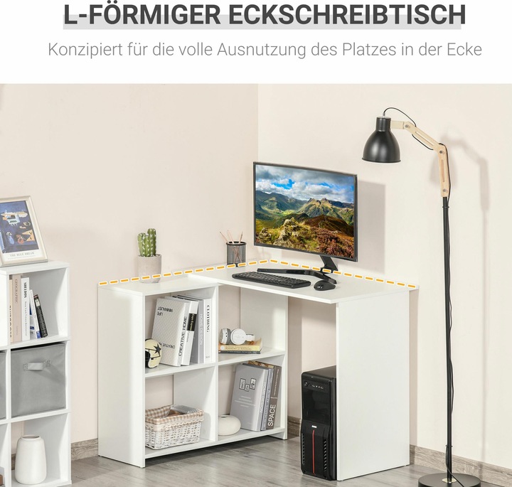 Actual product image Homcom Corner Desk Desk with Shelf (100 x 90 x 75 cm)