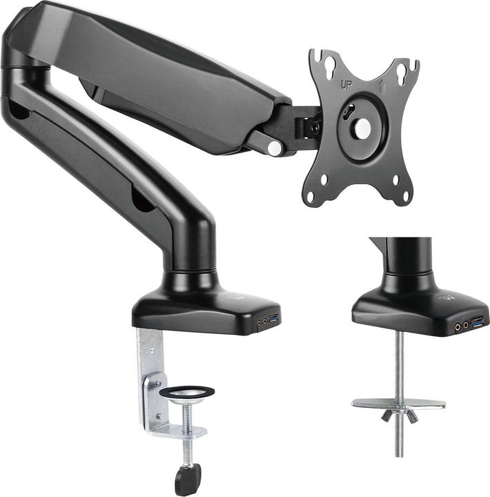 Produktbild Ewent Monitor desk mount up to 68,60cm (27") es, gas spring, black SINGLE DESK MOUNT GASSPRING 27 (Tisch, 32", 9 kg)