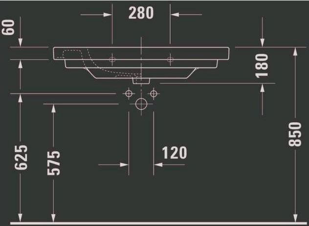Produktbild Duravit Möbelwaschtisch D-CODE MED o ÜL m HLB 850x480mm 1 Hahnloch weiss (480 mm, 850 mm)