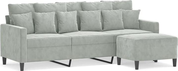 Produktbild vidaXL 3-Sitzer-Sofa mit Hocker Hellgrau 180 cm Samt,Farbe (3-Sitzer)