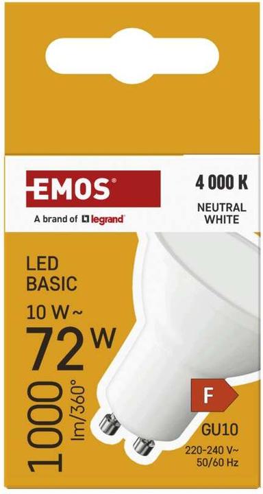 Image du produit Emos LED Lampe Basic MR16 Weiss/ GU10 / 10 W (72 W) / 1000 lm / NeutralWeiss (GU10, 1000 lm, 1x)