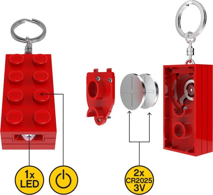 Produktbild Euromic LEGO Taschenlampe 2x4 Stein rot Schlüsselanhänger