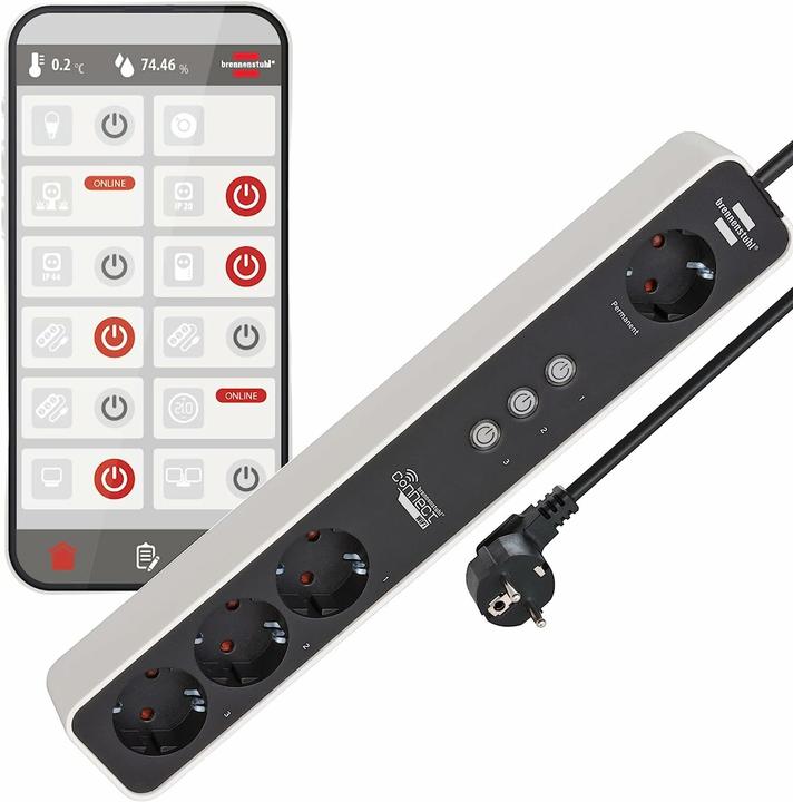 Actual product image Brennenstuhl Connect Ecolor WLAN socket outlet, 4-fold (4x, 1.50 m)