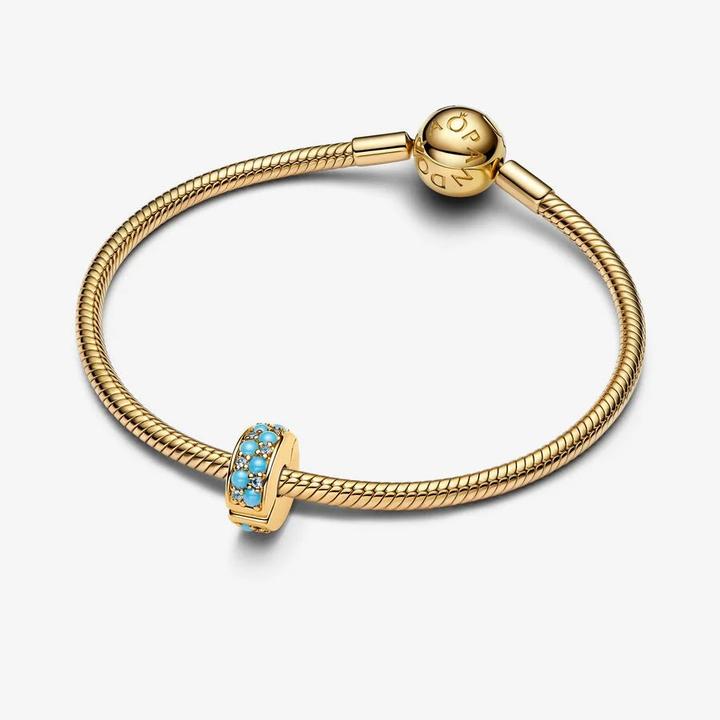 Produktbild Pandora Aquablauer Clip-Charm (Silikon, Metalllegierung vergoldet)