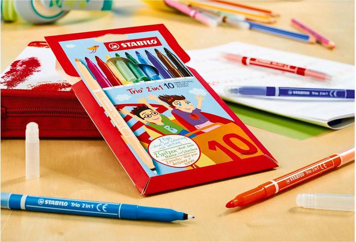 Produktbild STABILO Trio in Filzstift und Fineliner in einem (10x)