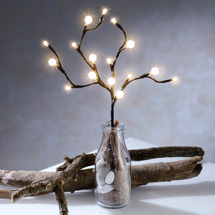 Produktbild Lunartec LED-Lichterzweig mit 16 leuchtenden Kugeln, 44 cm, batteriebetrieben (0.44 m)