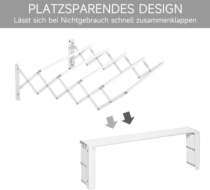 Image du produit Homcom Wäscheständer mit Wandmontage und zusammenklappbar