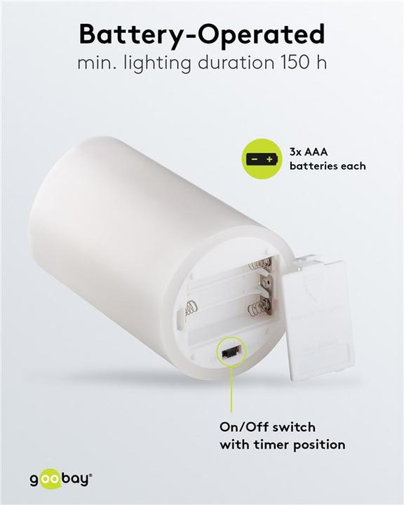 Productafbeelding Goobay LED Echte Wax Kaarsen Set van 3 Wit met Timer Functie (3 x)