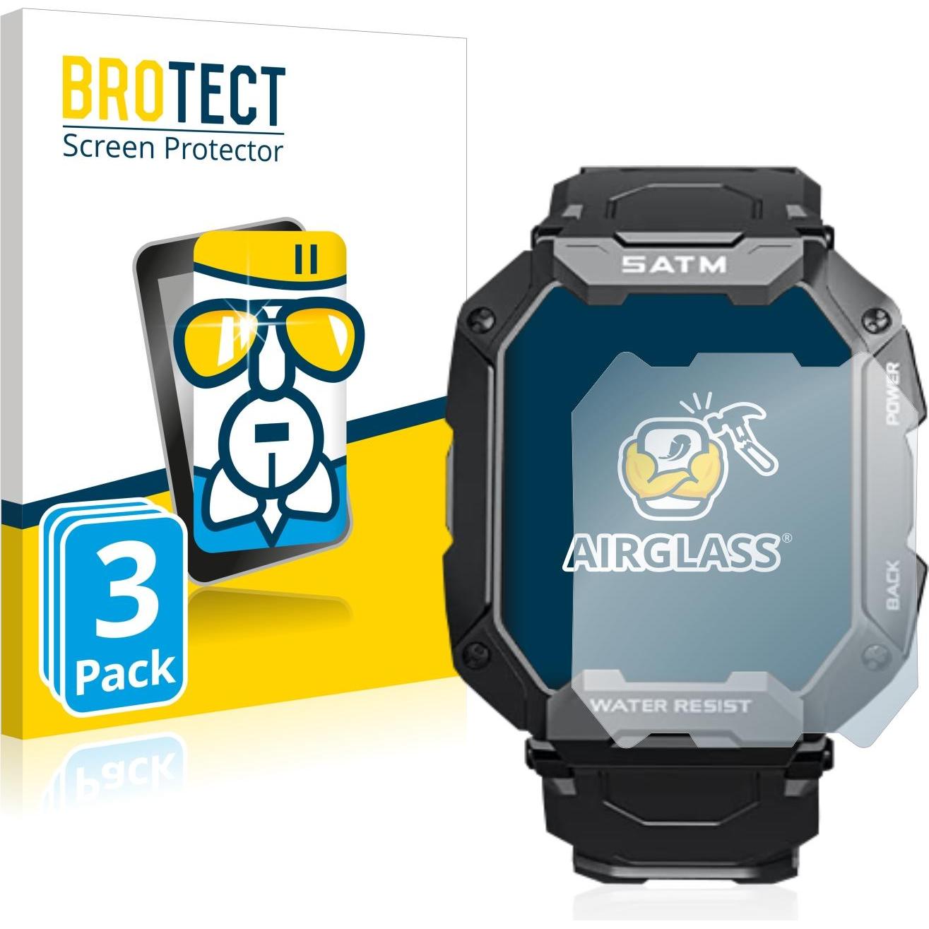 BROTECT AirGlass Panzerglasfolie, Smartwatch Schutzfolie, Transparent