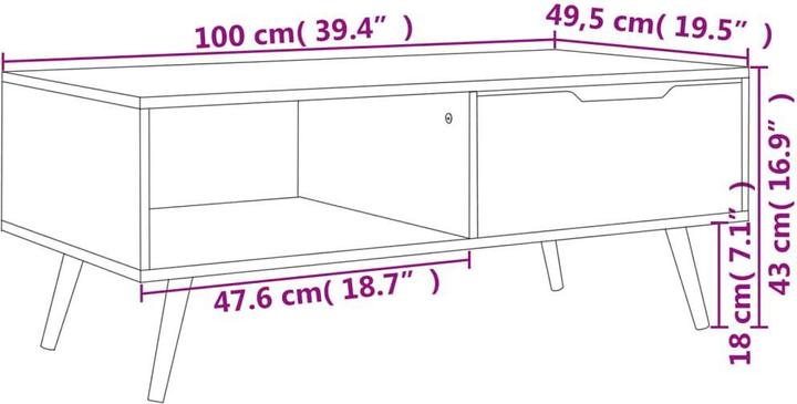 Image du produit vidaXL Couchtisch (100 x 49.50 x 43 cm)