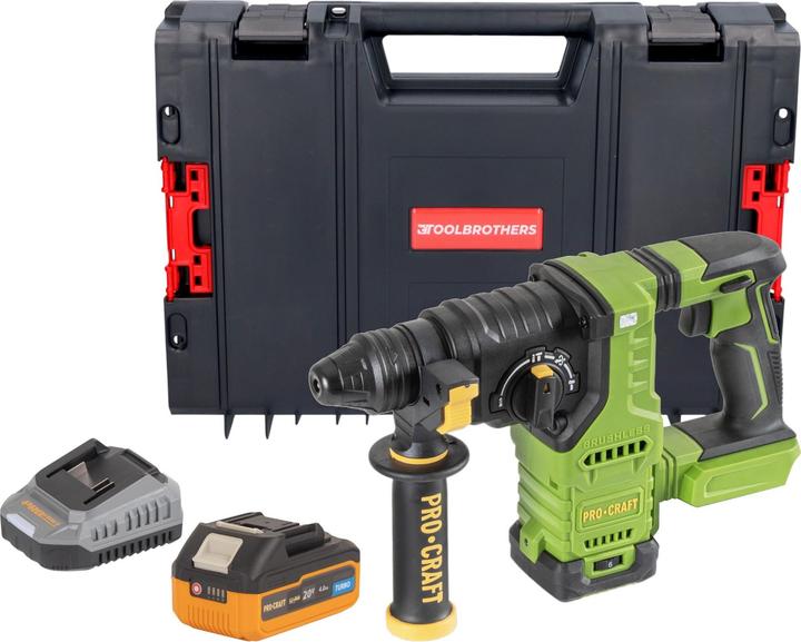Produktbild Procraft PHA30bb Akku Bohrhammer 20 V 2,8 J SDS plus Brushless + 1x Akku 4,0 Ah + Ladegerät + RHINO (Bohrhammer)