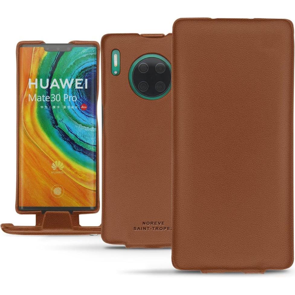 Noreve Lederschutzhülle vertikal (Huawei Mate 30 Pro), Smartphone Hülle, Braun