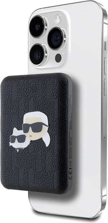 Actual product image Karl Lagerfeld Powerbank indukcyjny KLPB5FPGKSKCHK 15W 5000mAh czarny/black Karl&Choupette Head Pin (5000 mAh, 15 W)