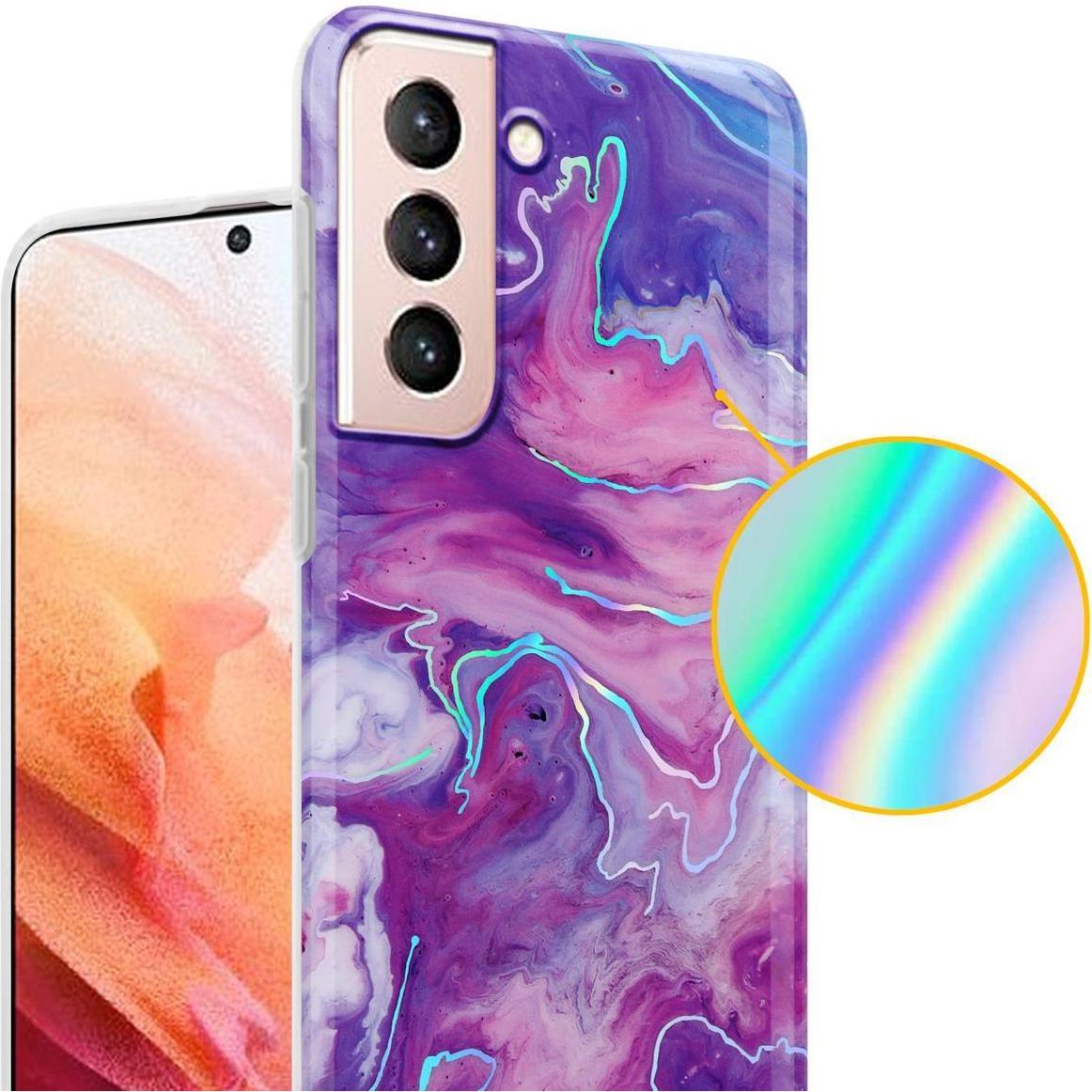 Thumbnail - Cadorabo IMD TPU Bunter Marmor Cover (Samsung Galaxy S21 5G), Smartphone Hülle, Violett
