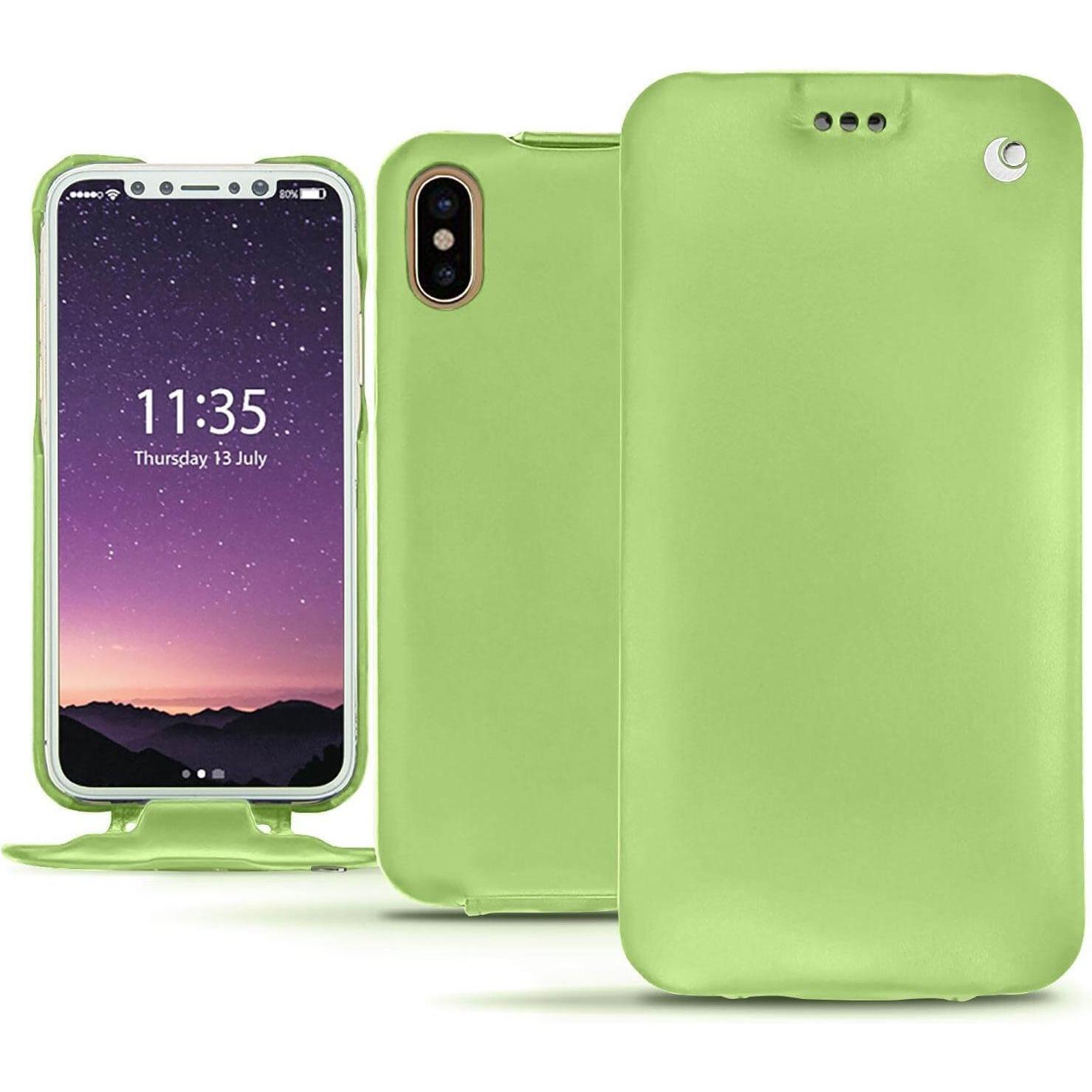 Noreve Lederschutzhülle vertikal (Apple iPhone X), Smartphone Hülle, Grün