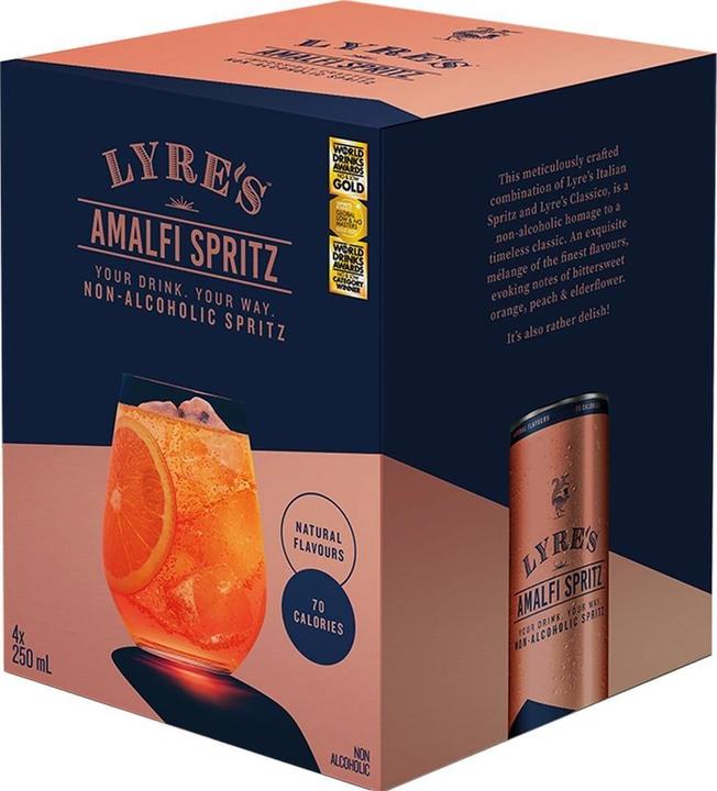 Image du produit Lyre's Amalfi Spritz (0 %, Pays-Bas, 4 x 250 ml, Apéritif sans alcool)