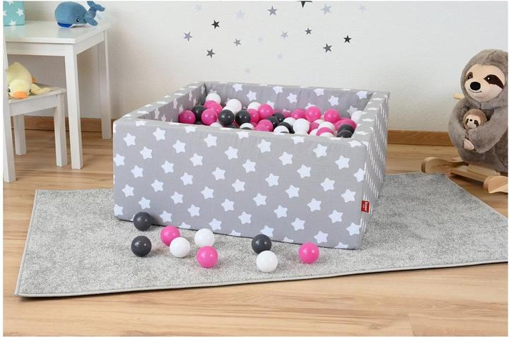 Actual product image Knorrtoys Bällebad soft eckig - "Grey white stars" - 100 balls creme/grey/rose